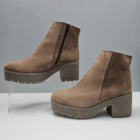 Cordani Finley Ankle Bootie Womens EU 40 Fango Tan Suede Platform Heel Lug Sole - Picture 2 of 14